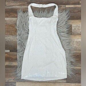Show Me Your Mumu White Sequin Mini Dress Size XXS Halter Barbiecore Feminine